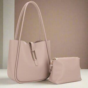 Leonette 2 in 1 Taupe Tote Bag With Crossbody Bag